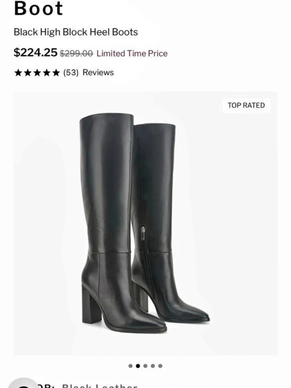 Marc Fisher Lannie Dress Leather Boot Black Leather Tall Heeled Boots